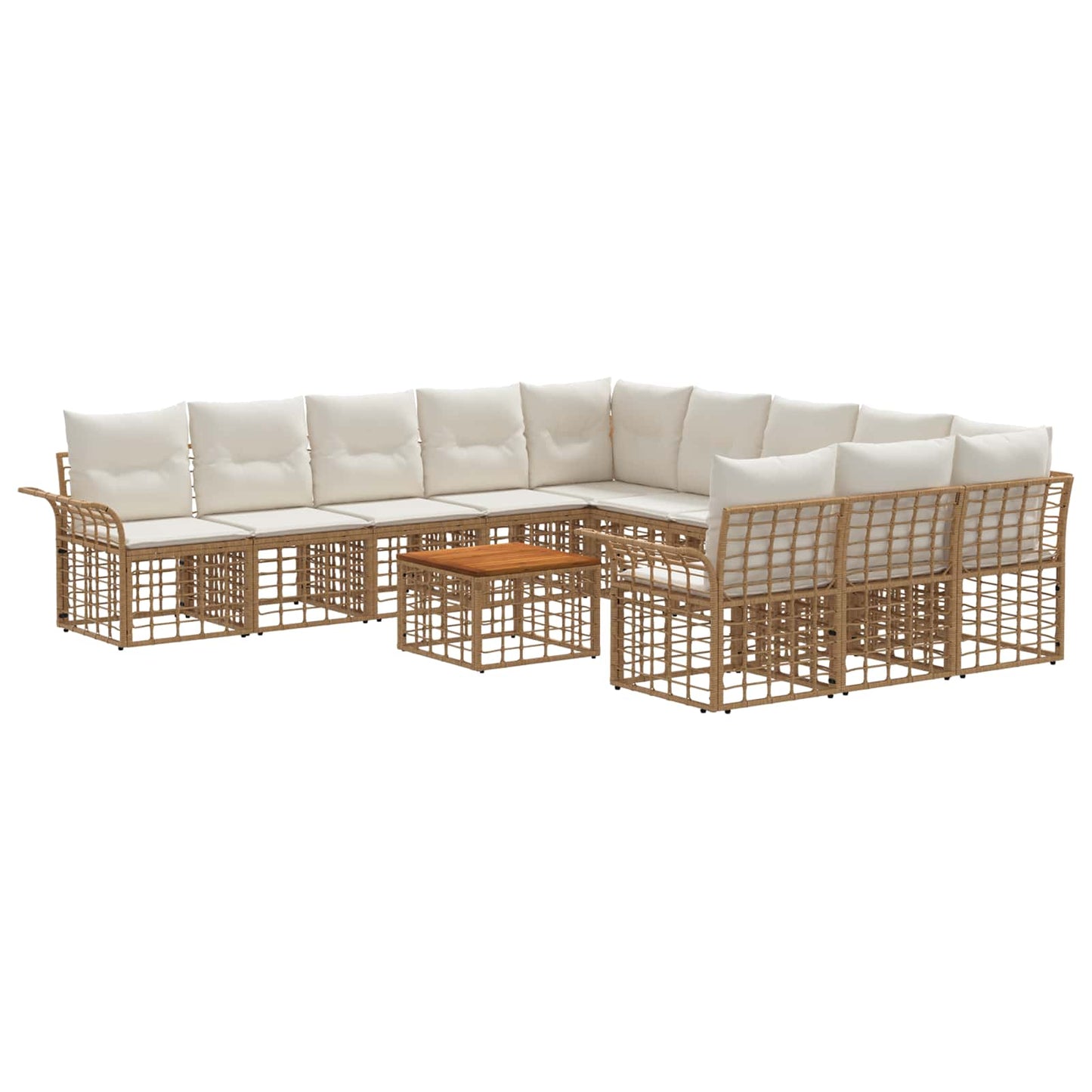 Set di divani da esterno 12 pz Naturale e Bianco Crema