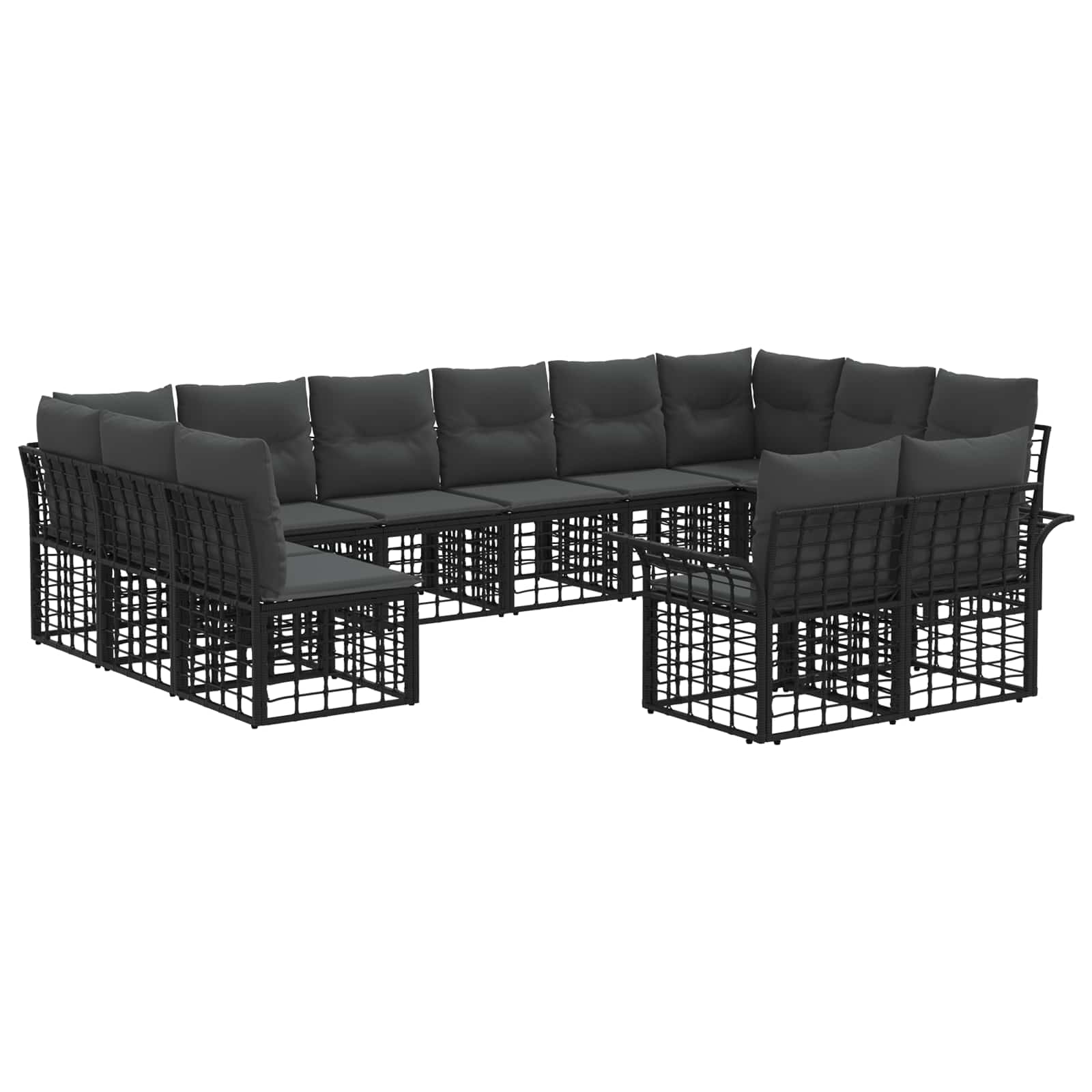 Set di divani da esterno 12 pcs Nero e Grigio scuro Poliestere | homemem39