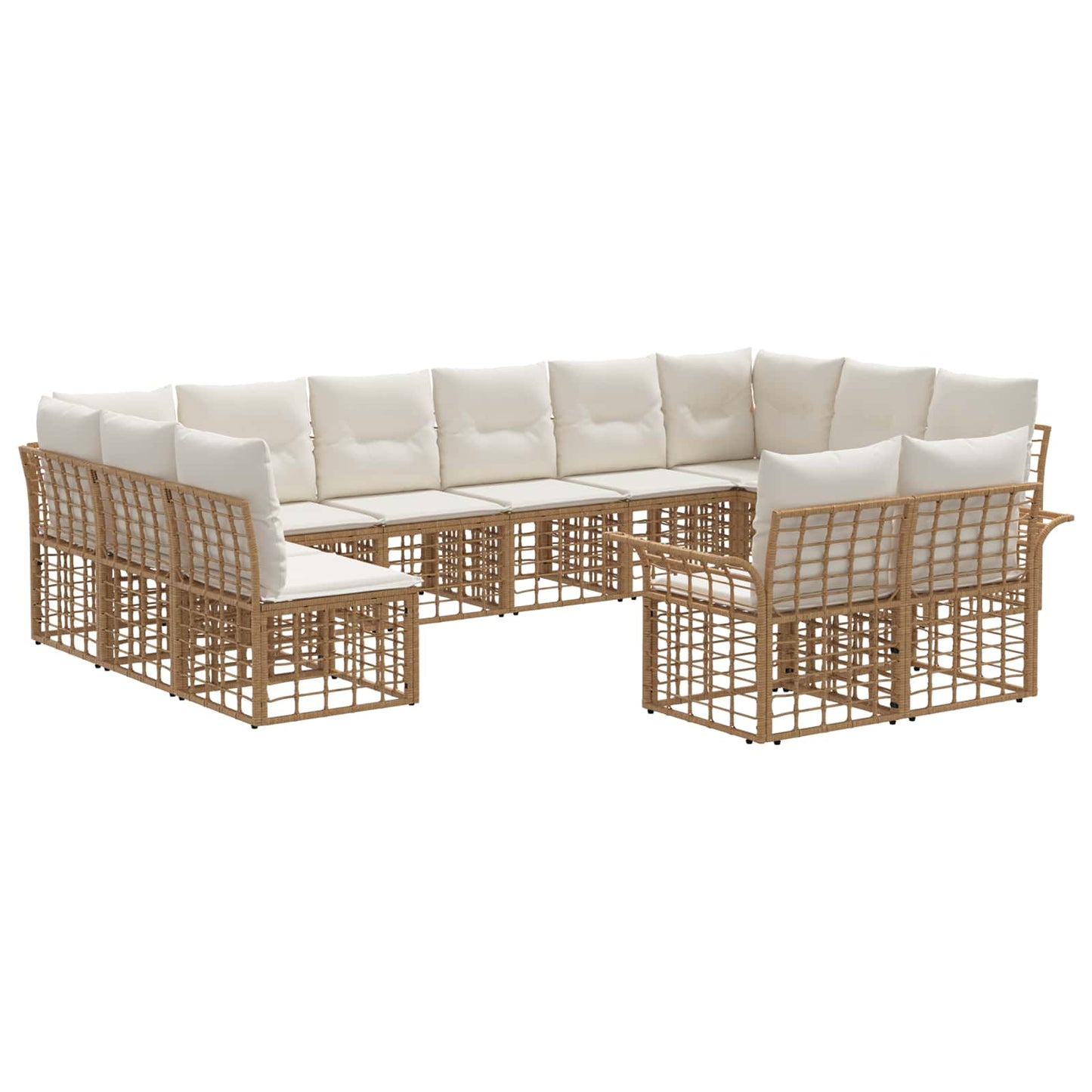 Set di divani da esterno 12 pcs Naturale e Bianco Crema | homemem39