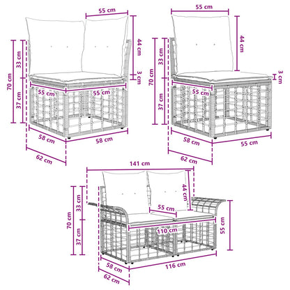 Set di divani da esterno 12 pcs Naturale e Bianco Crema | homemem39