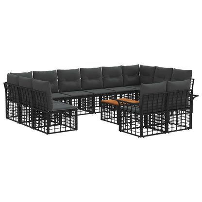 Set di divani da esterno 13 pcs Nero e Grigio scuro Poliestere | homemem39