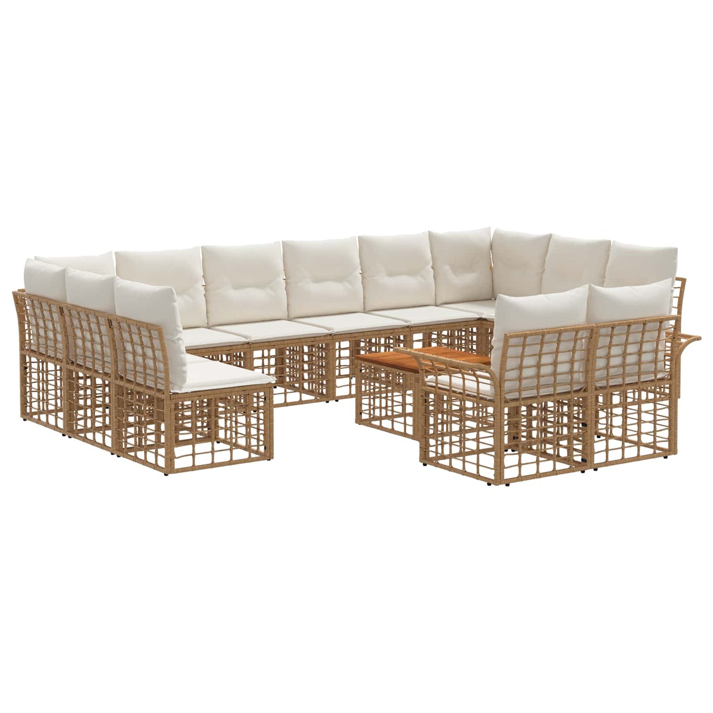 Set di divani da esterno 13 pcs Naturale e Bianco Crema | homemem39
