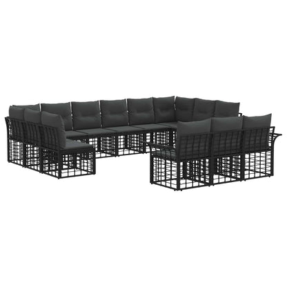 Set di divani da esterno 13 pcs Nero e Grigio scuro Poliestere | homemem39