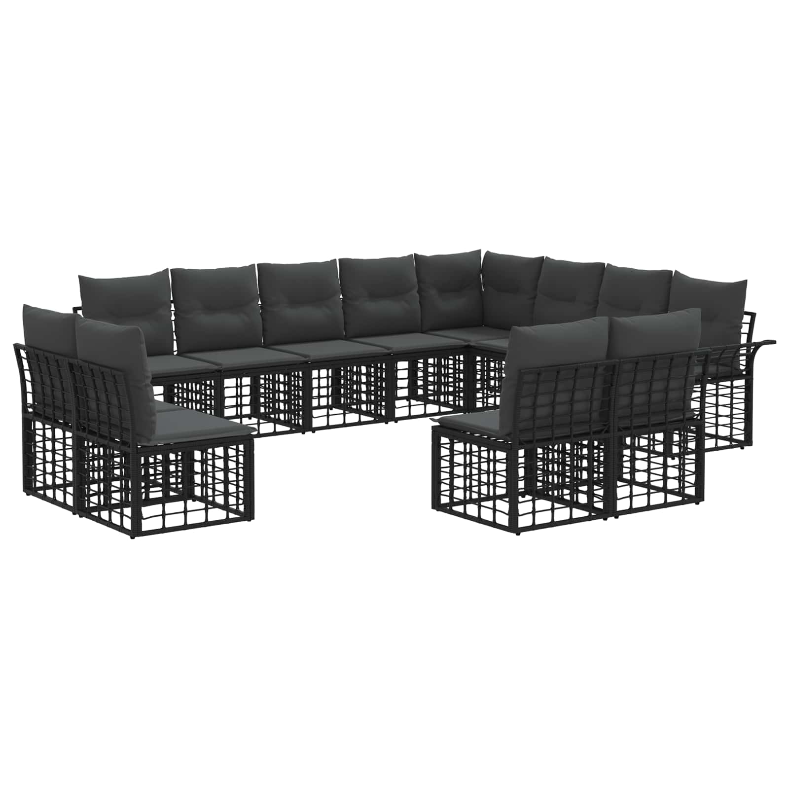 Set di divani da esterno 12 pcs Nero e Grigio scuro Poliestere | homemem39