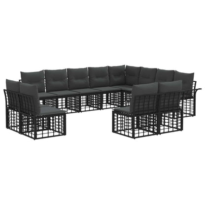 Set di divani da esterno 12 pcs Nero e Grigio scuro Poliestere | homemem39