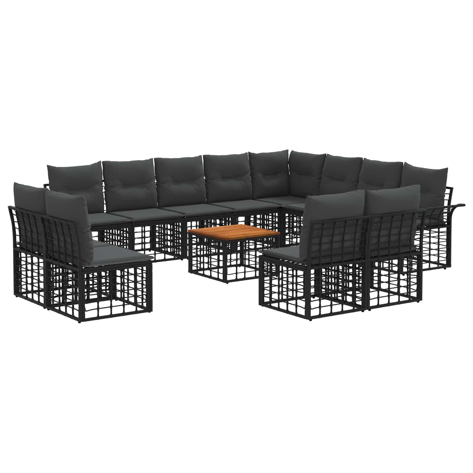 Set di divani da esterno 13 pcs Nero e Grigio scuro Poliestere | homemem39