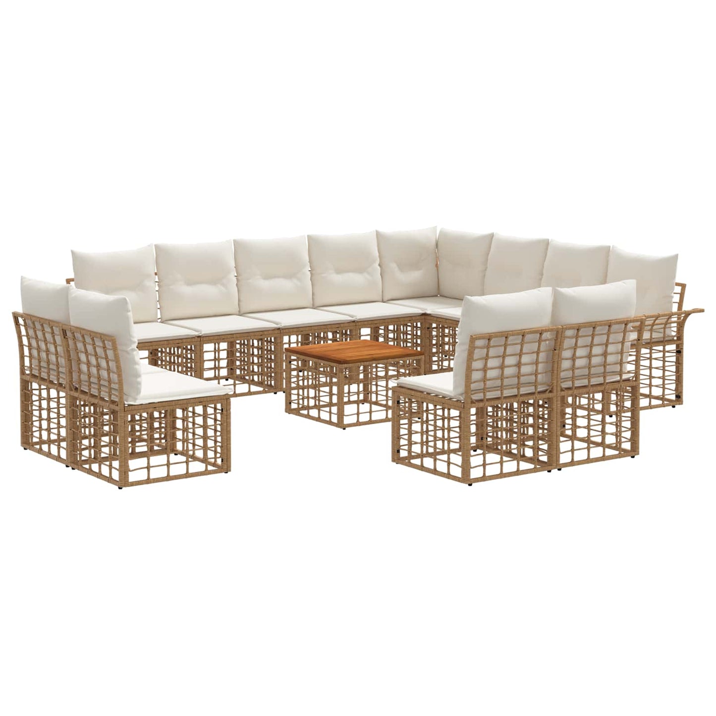 Set di divani da esterno 13 pcs Naturale e Bianco Crema | homemem39