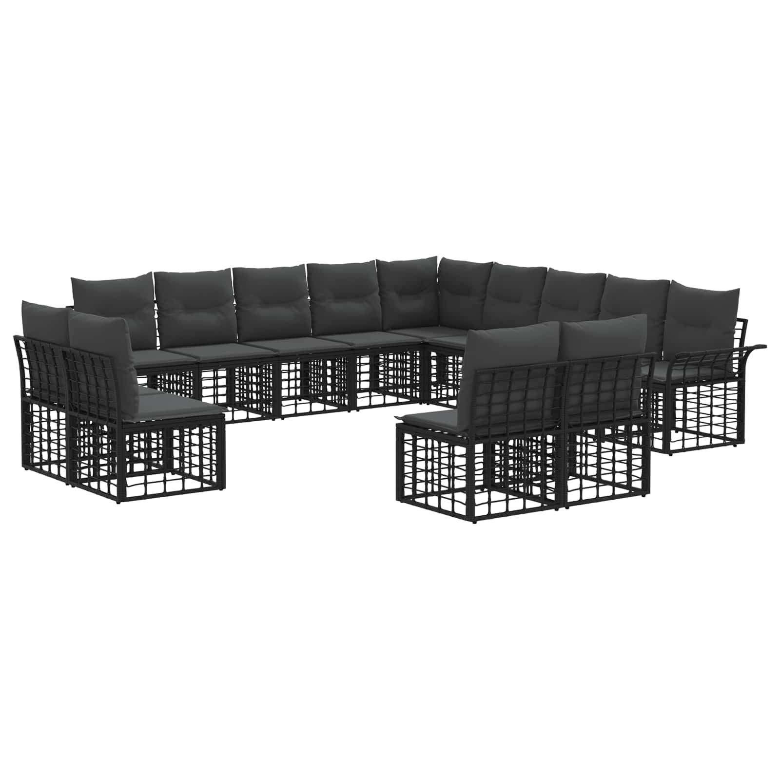 Set di divani da esterno 13 pcs Nero e Grigio scuro Poliestere | homemem39