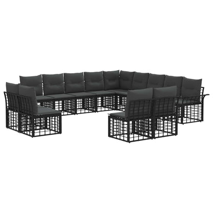 Set di divani da esterno 13 pcs Nero e Grigio scuro Poliestere | homemem39