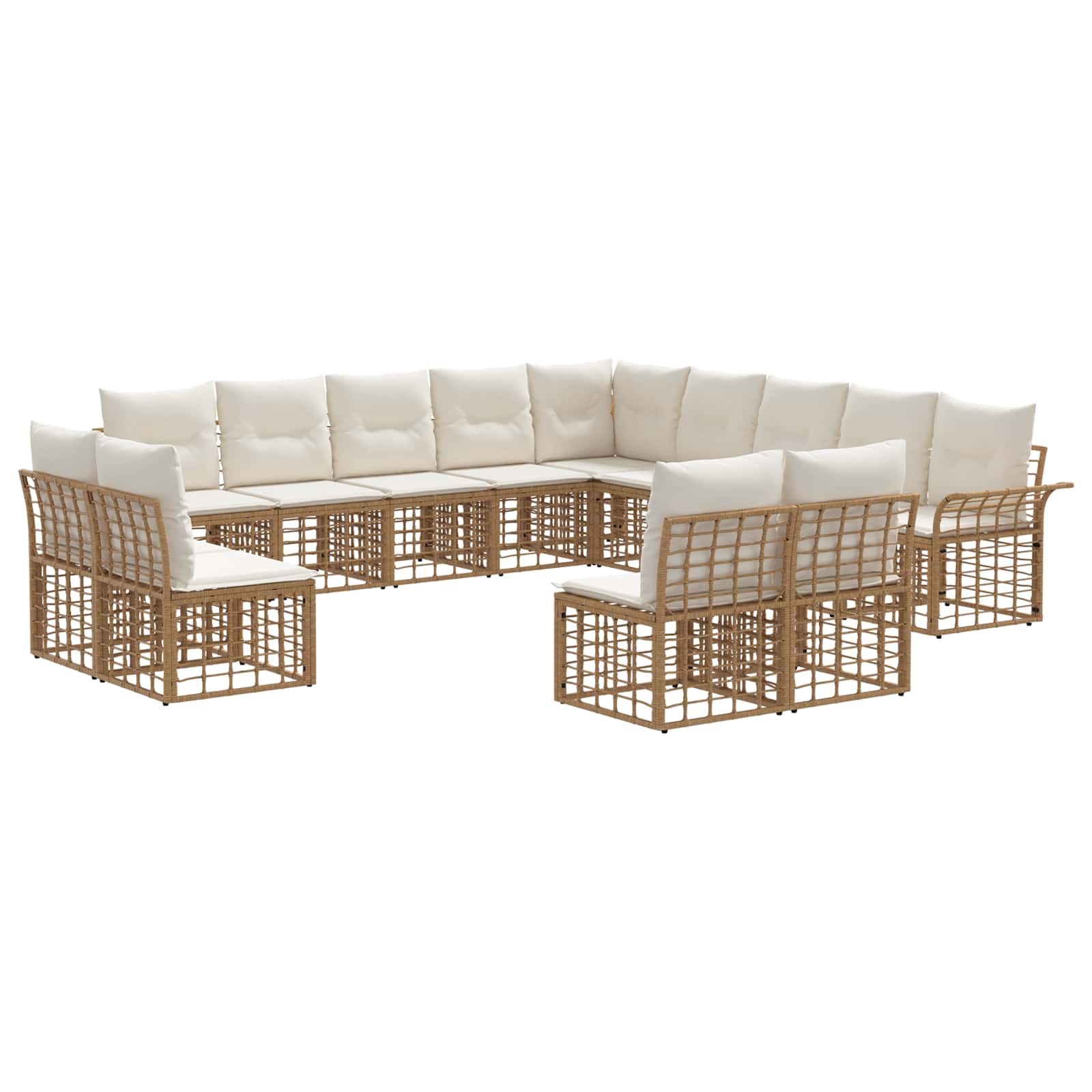 Set di divani da esterno 13 pcs Naturale e Bianco Crema | homemem39