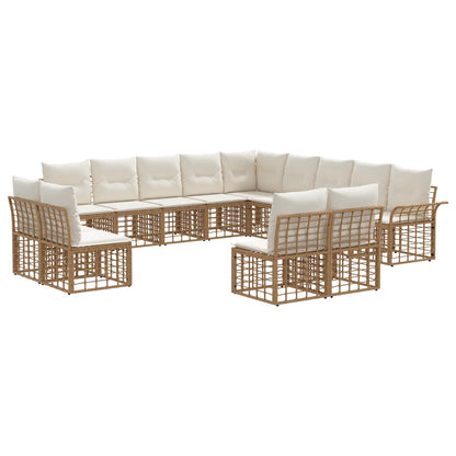 Set di divani da esterno 13 pcs Naturale e Bianco Crema | homemem39