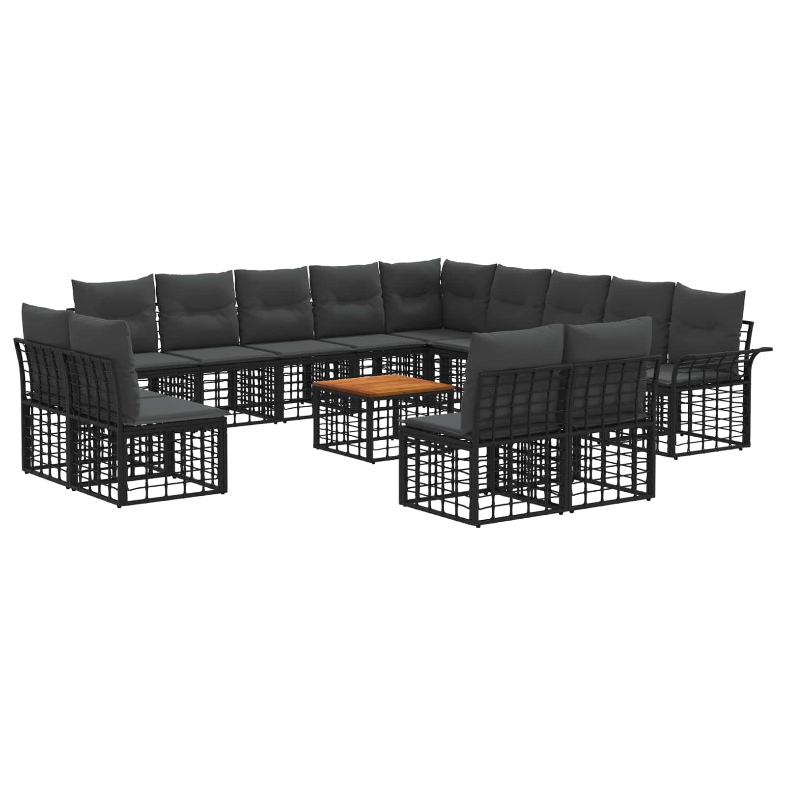 Set di divani da esterno 14 pcs Nero e Grigio scuro Poliestere | homemem39