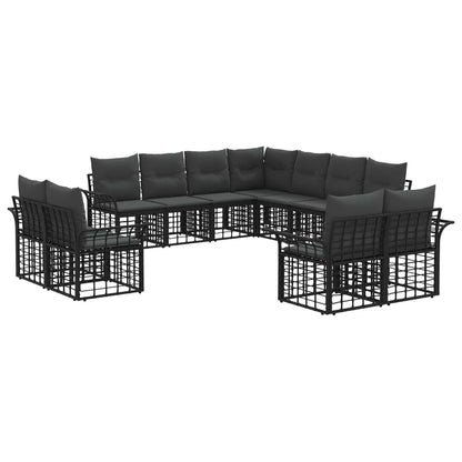 Set di divani da esterno 11 pcs Nero e Grigio scuro Poliestere | homemem39