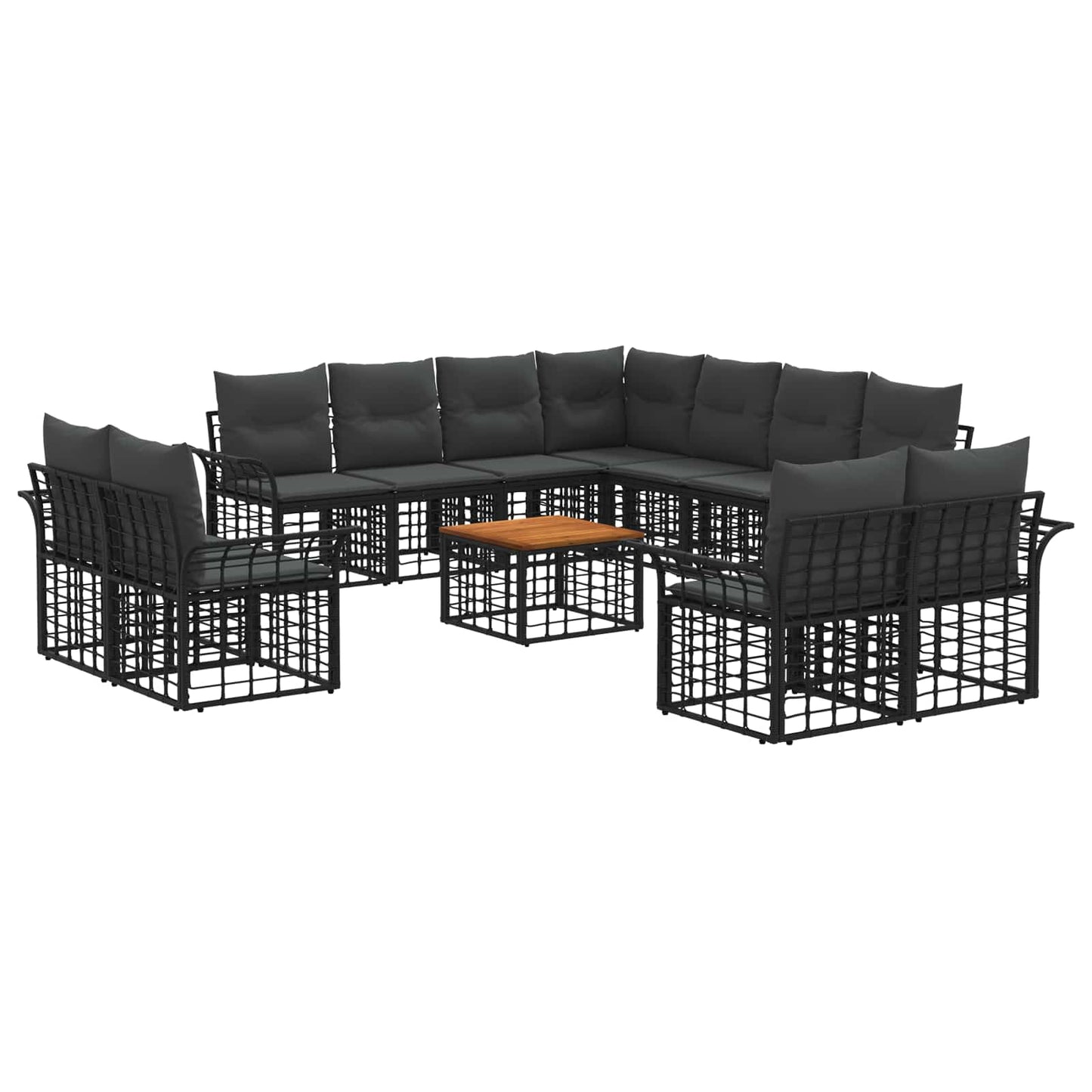 Set di divani da esterno 12 pcs Nero e Grigio scuro Poliestere | homemem39