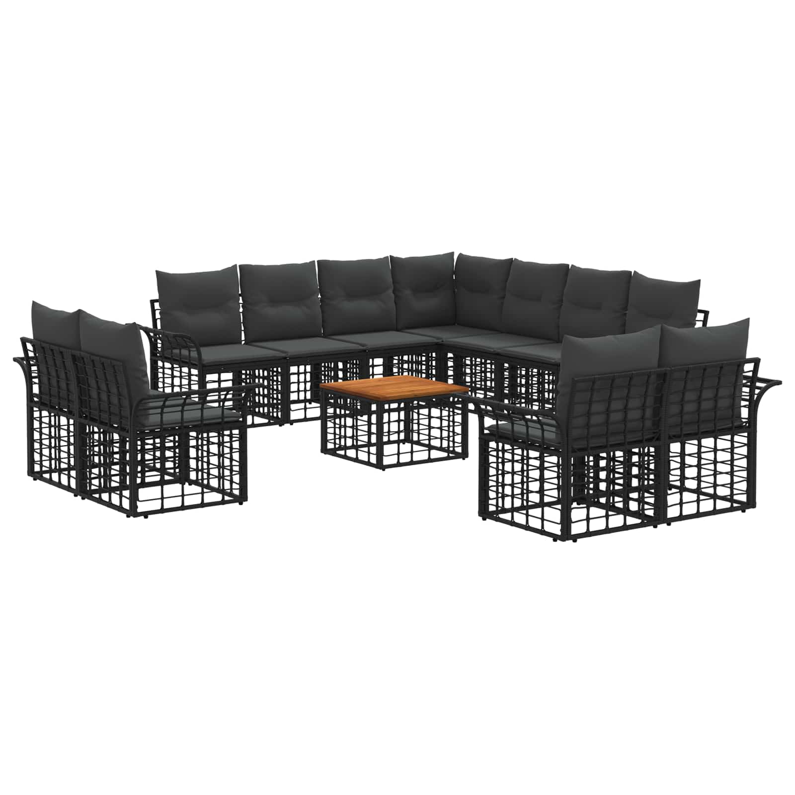 Set di divani da esterno 12 pcs Nero e Grigio scuro Poliestere | homemem39