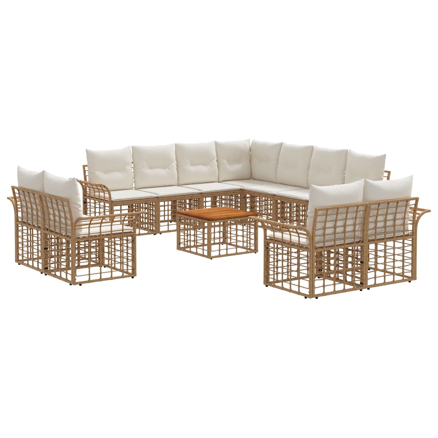 Set di divani da esterno 12 pz Naturale e Bianco Crema