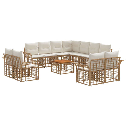 Set di divani da esterno 12 pz Naturale e Bianco Crema