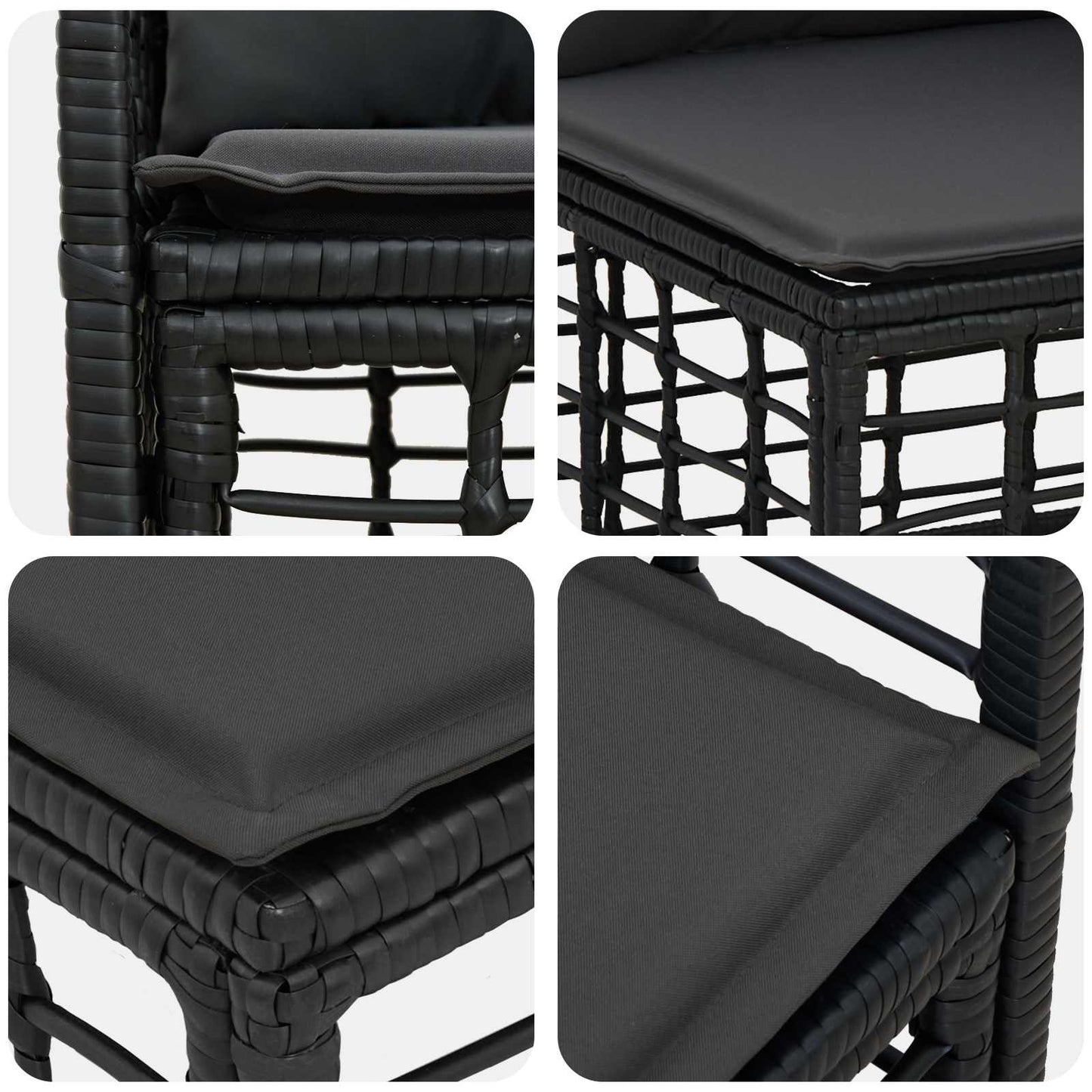 Set di divani da esterno 12 pcs Nero e Grigio scuro Poliestere | homemem39