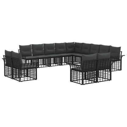 Set di divani da esterno 13 pcs Nero e Grigio scuro Poliestere | homemem39
