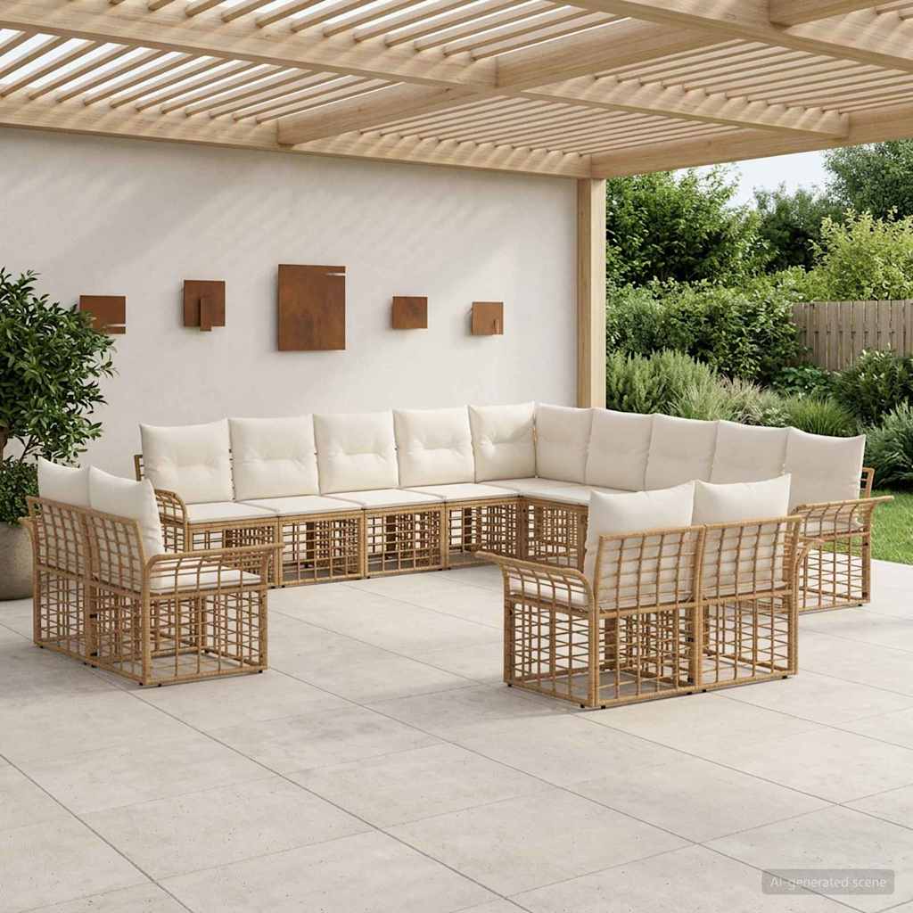 Set di divani da esterno 13 pcs Naturale e Bianco Crema | homemem39
