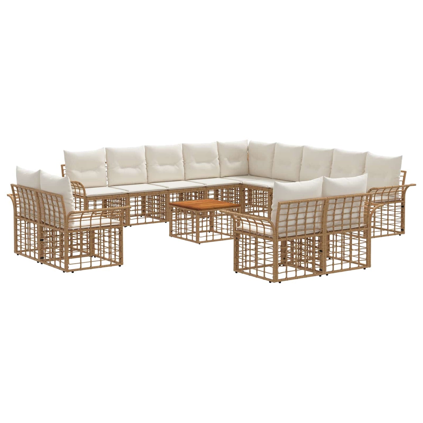 Set di divani da esterno 14 pcs Naturale e Bianco Crema | homemem39