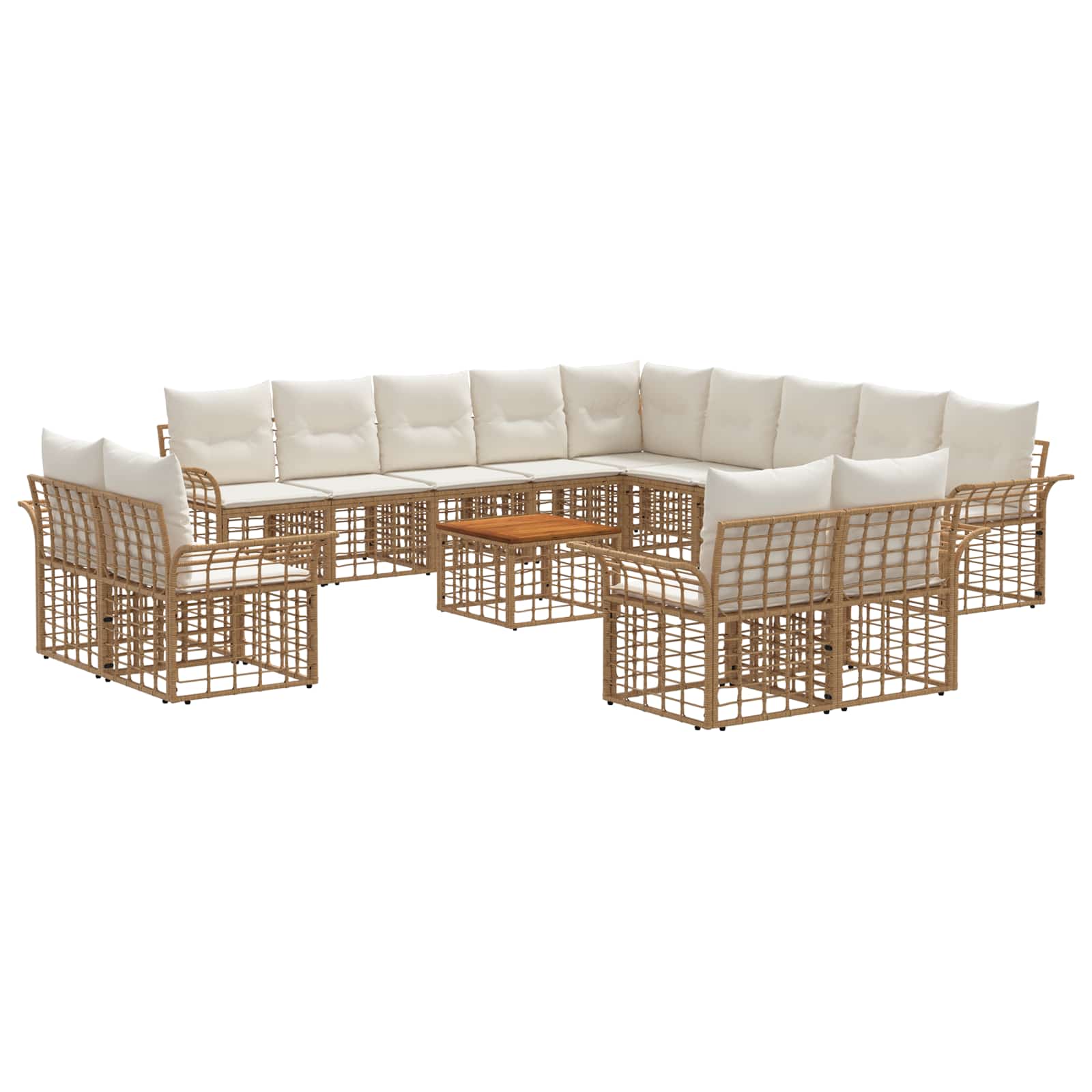 Set di divani da esterno 14 pcs Naturale e Bianco Crema | homemem39