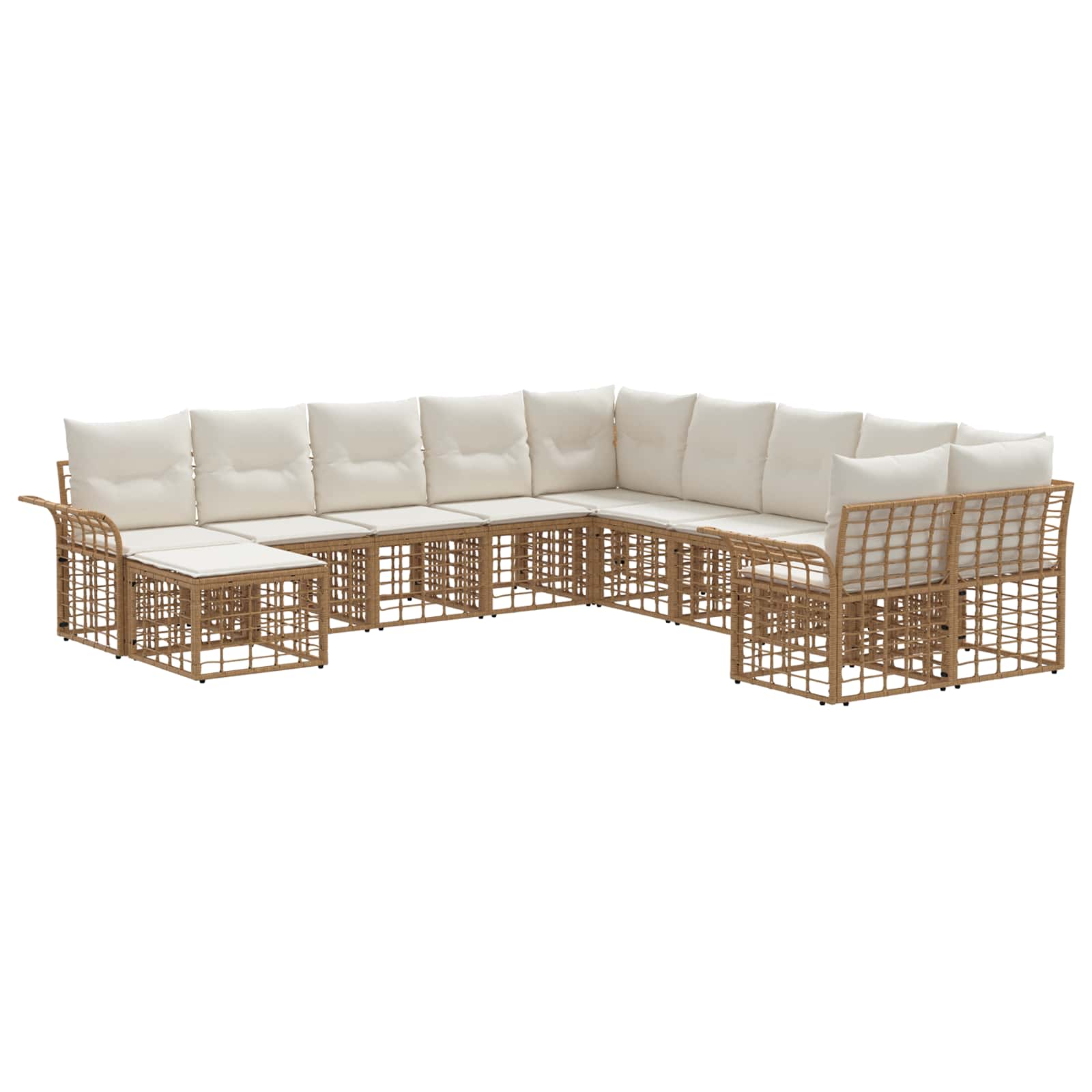 Set di divani da esterno 11 pcs Naturale e Bianco Crema | homemem39