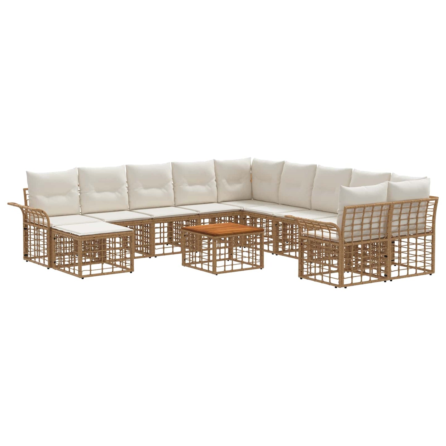 Set di divani da esterno 12 pz Naturale e Bianco Crema