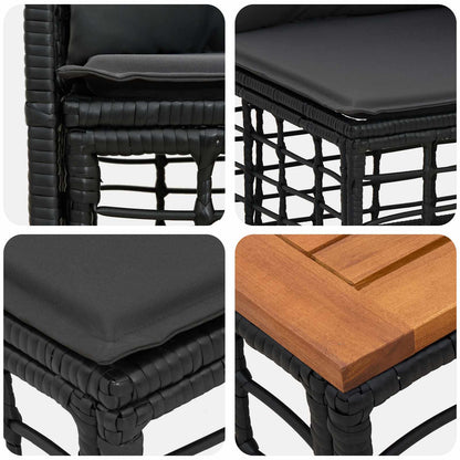 Set Divano da Giardino 13 pcs Nero e Grigio scuro polyrattan