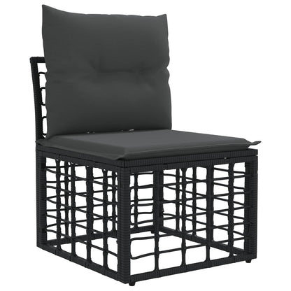 Set Divano da Giardino 13 pcs Nero e Grigio scuro polyrattan