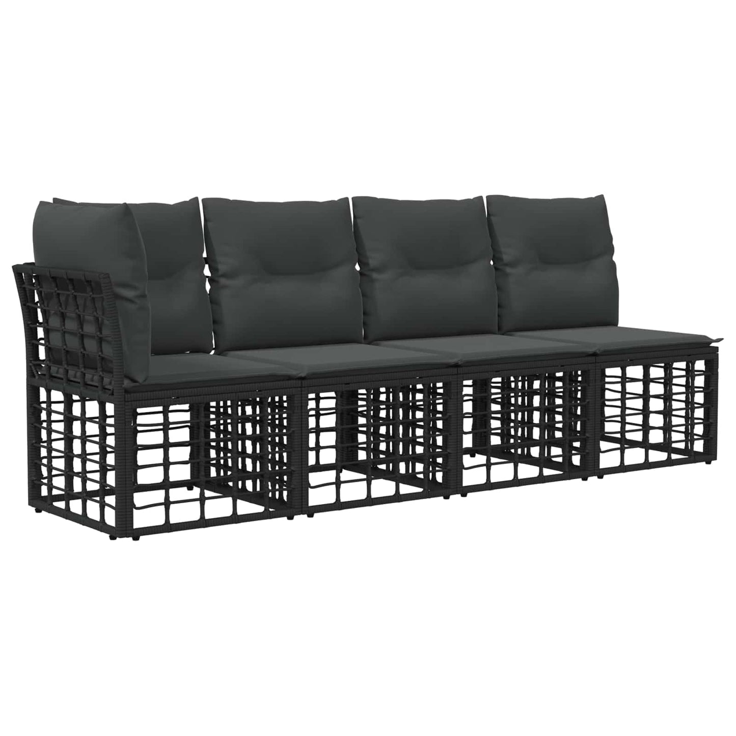 Set Divano da Giardino 13 pcs Nero e Grigio scuro polyrattan