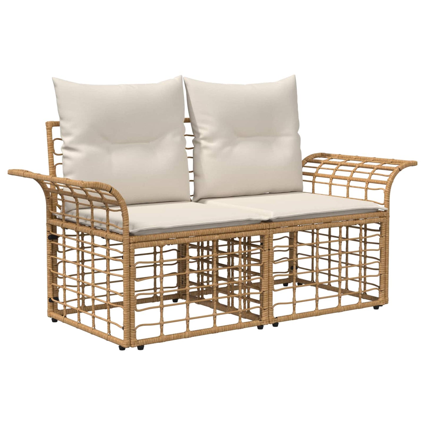 Set Divano da Giardino 13 pz Naturale e Bianco Crema polyrattan