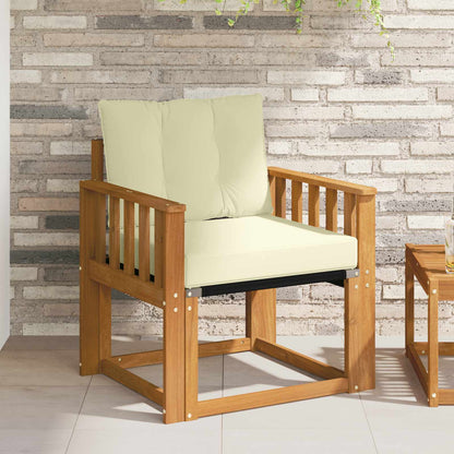 Divano da esterno Legno di Acacia Massello Naturale e Crema | homemem39