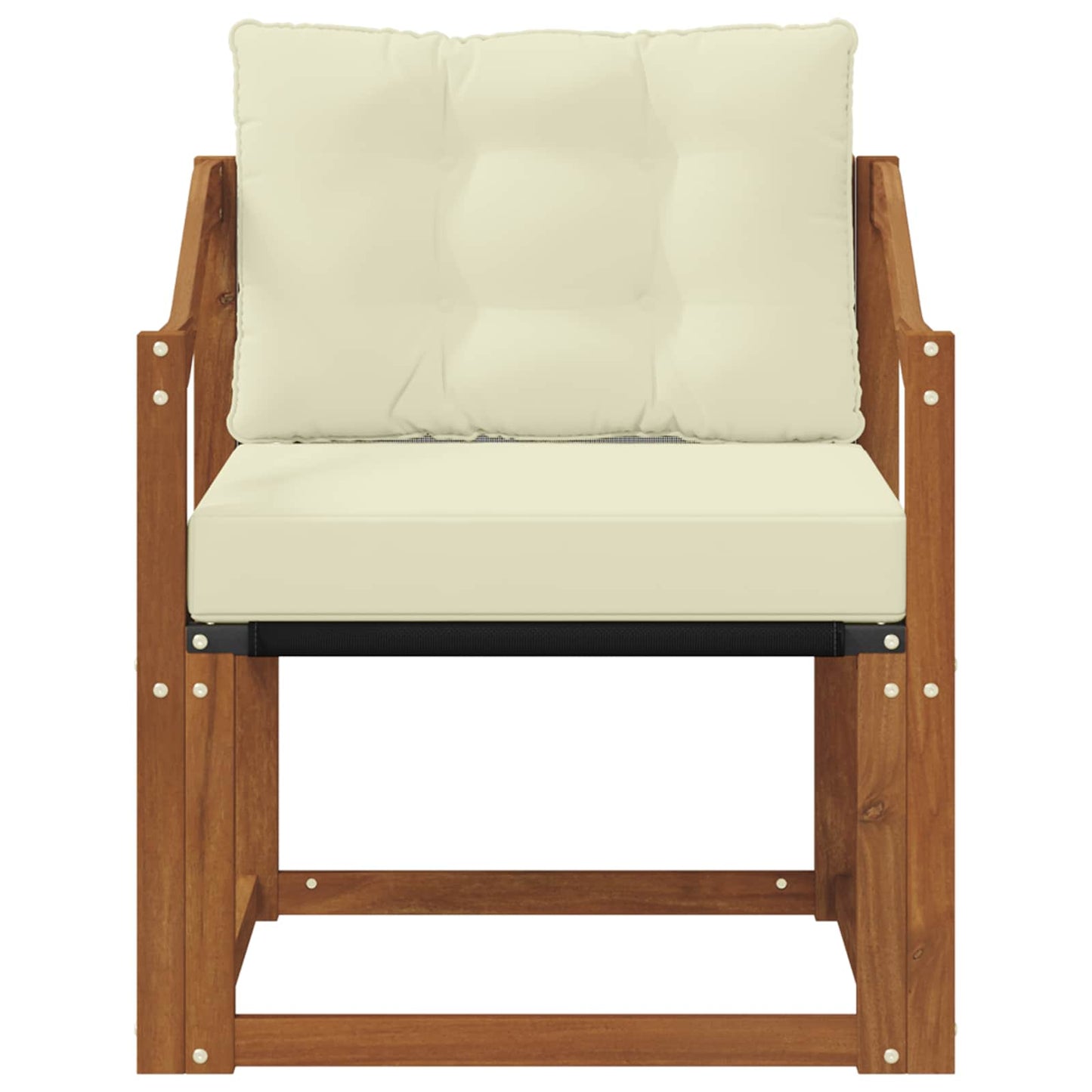 Divano da esterno Legno di Acacia Massello Naturale e Crema