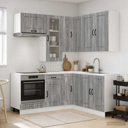 Unità Cucina KALMAR 8 pz Sonoma grigio Legno ingegnerizzato