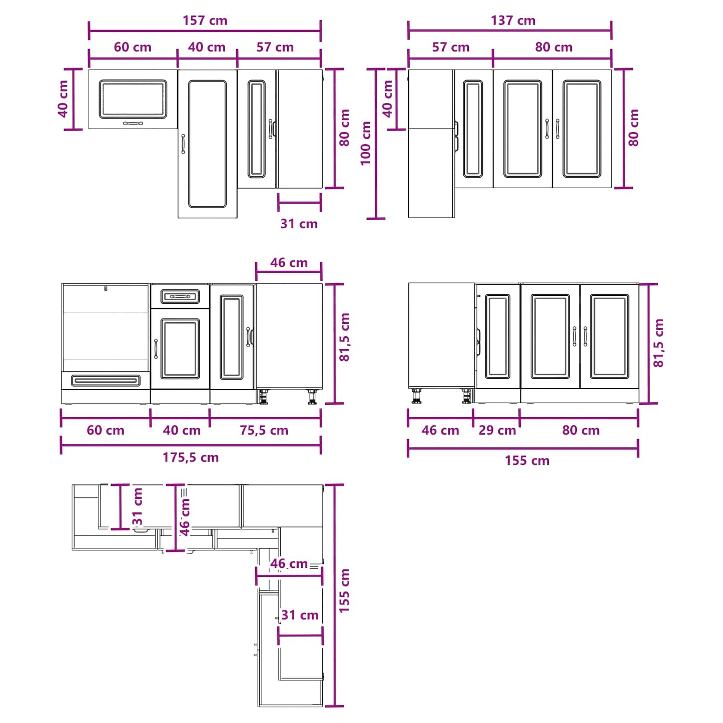 Unità Cucina KALMAR 8 pz Sonoma grigio Legno ingegnerizzato | homemem39