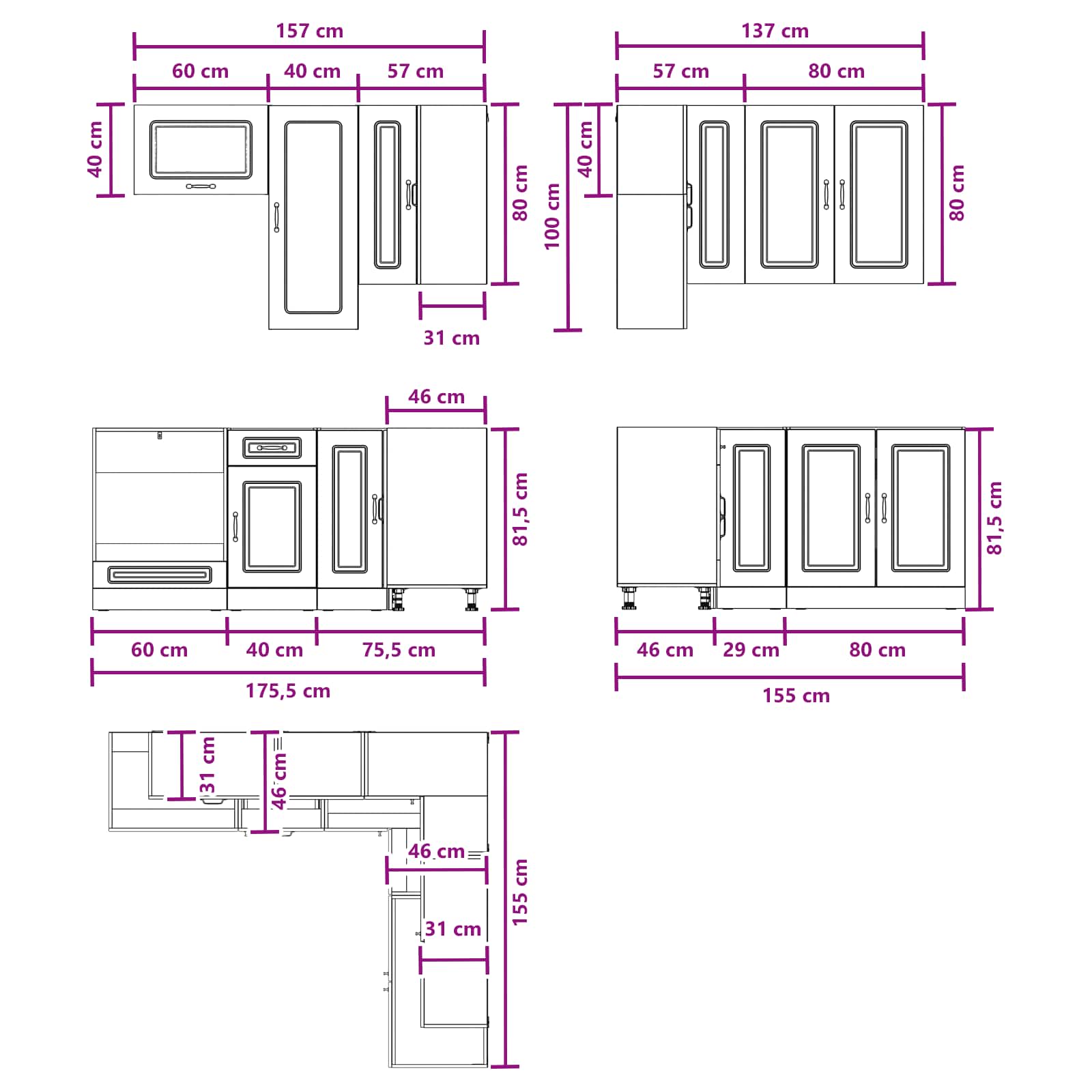 Unità Cucina KALMAR 8 pz Sonoma grigio Legno ingegnerizzato | homemem39
