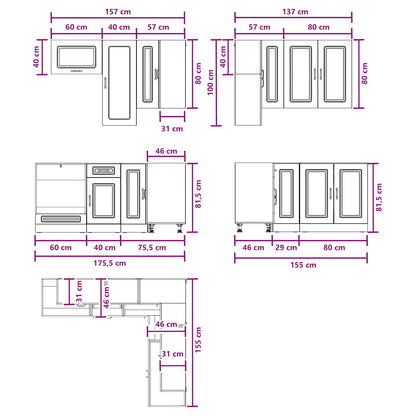 Unità Cucina KALMAR 8 pz Sonoma grigio Legno ingegnerizzato | homemem39