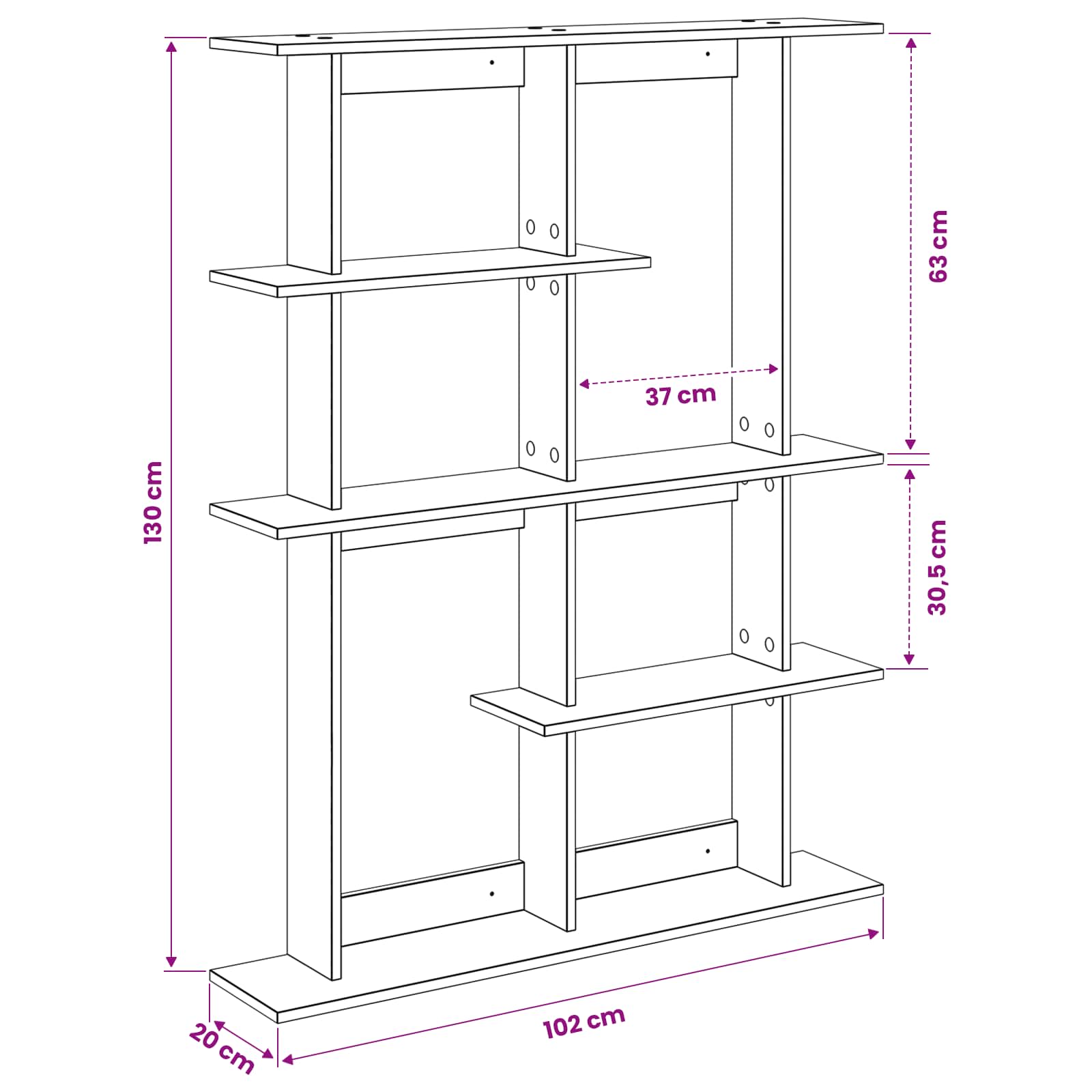 Scaffale da parete Bianco 102 x 20 x 130 cm | homemem39