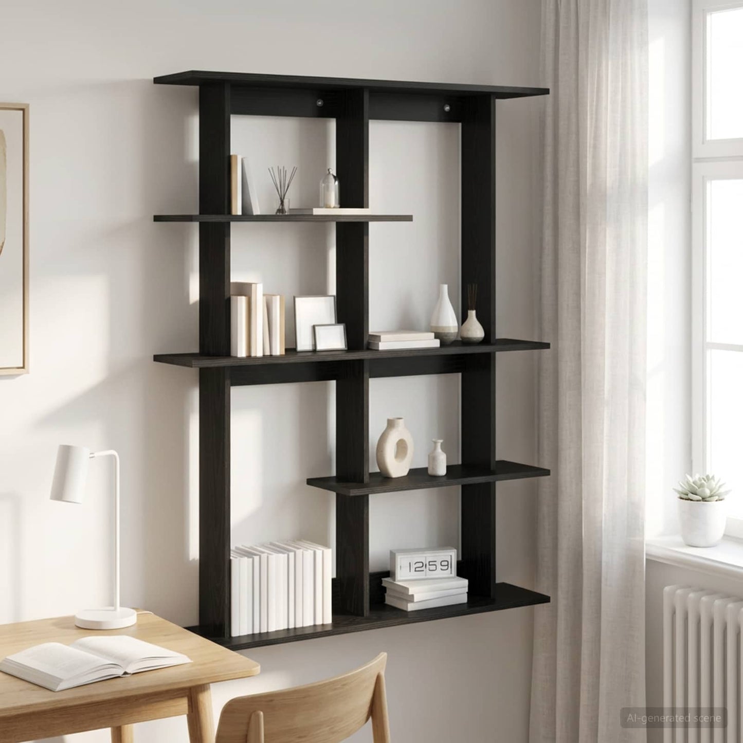 Scaffale da parete Rovere Nero 102 x 20 x 130 cm | homemem39