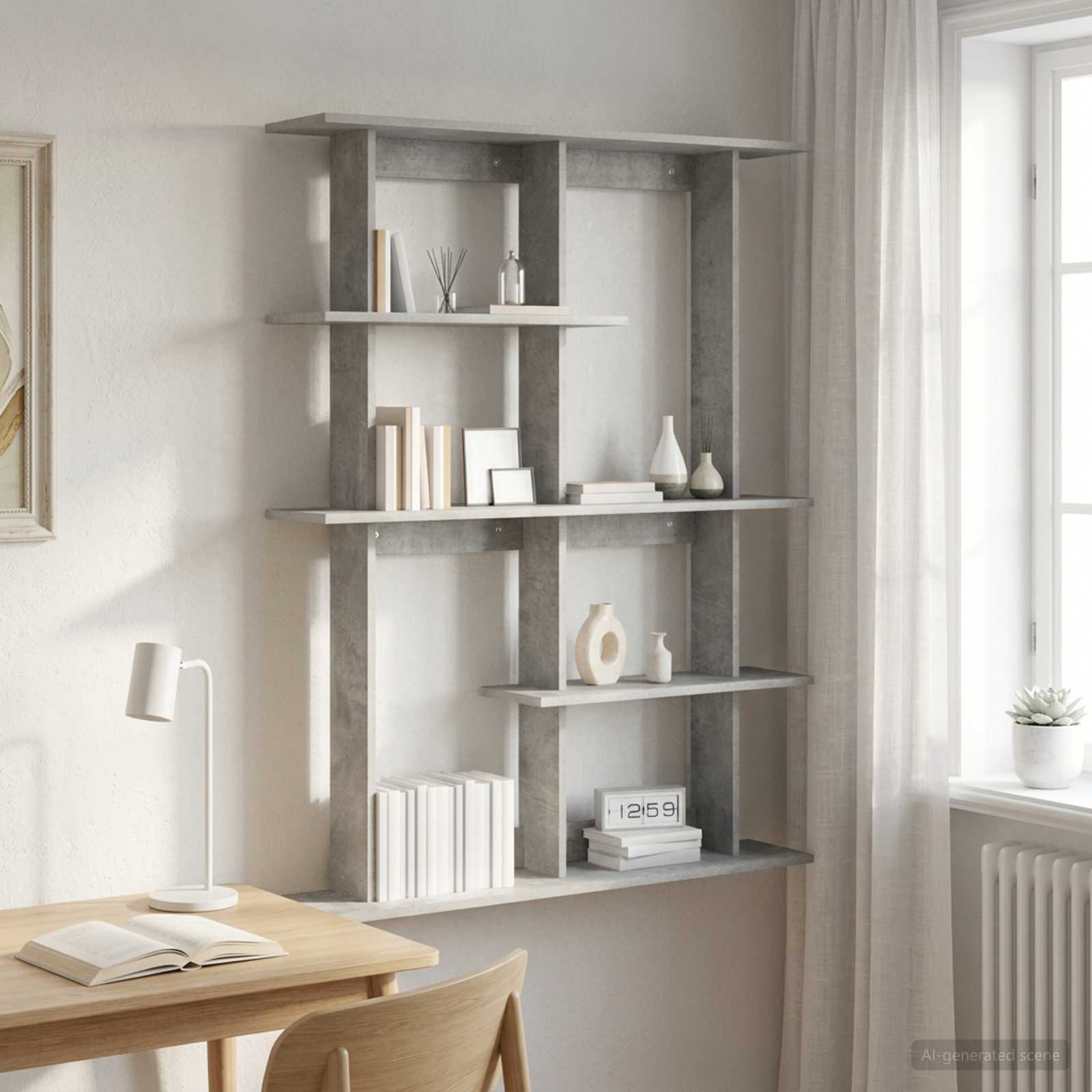 Scaffale da parete Grigio Cemento 102 x 20 x 130 cm | homemem39