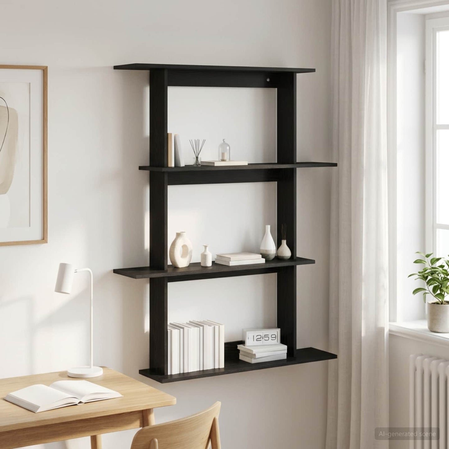 Scaffale da parete Rovere Nero 100 x 20 x 126 cm | homemem39