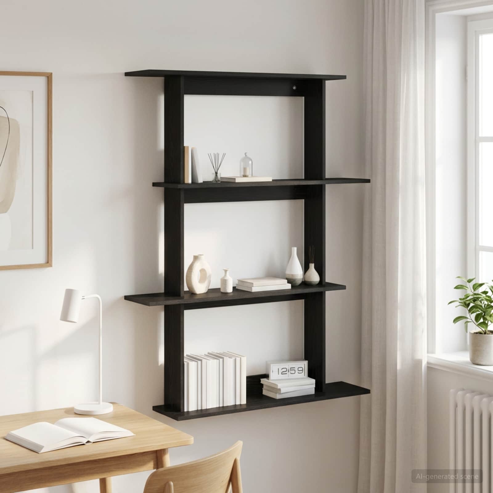 Scaffale da parete Rovere Nero 100 x 20 x 126 cm | homemem39