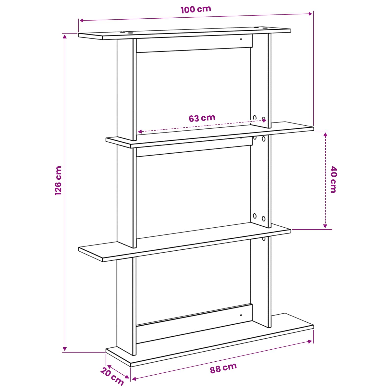 Scaffale da parete Rovere Sonoma 100 x 20 x 126 cm | homemem39