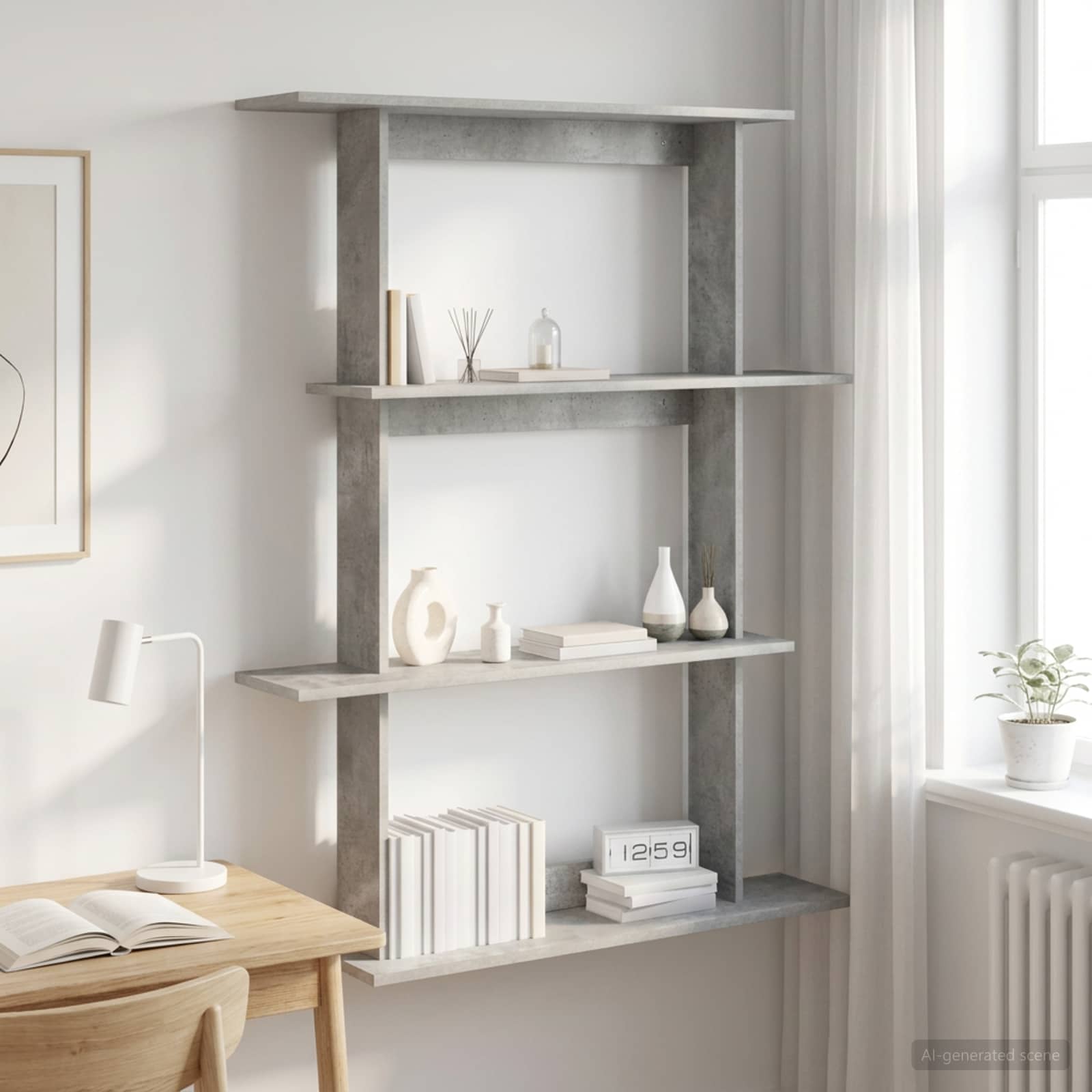 Scaffale da parete Grigio Cemento 100 x 20 x 126 cm | homemem39