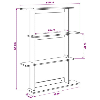 Scaffale da parete Grigio Cemento 100 x 20 x 126 cm | homemem39