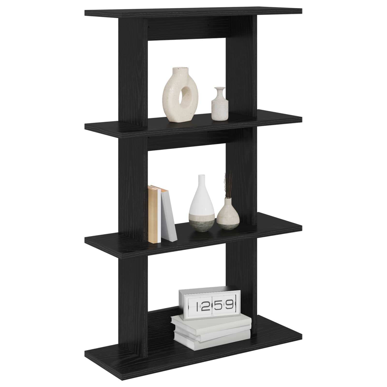 Scaffale da parete A parete Rovere Nero 56 x 20 x 90 cm | homemem39