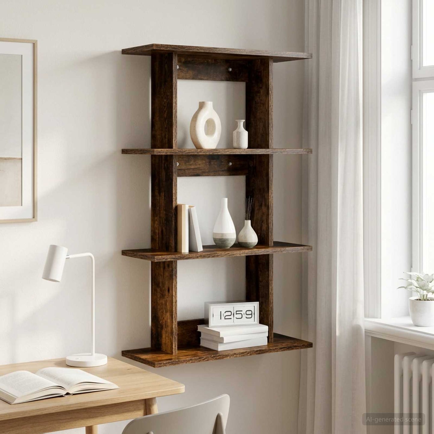 Scaffale da parete A parete Rovere Fumo 56 x 20 x 90 cm | homemem39