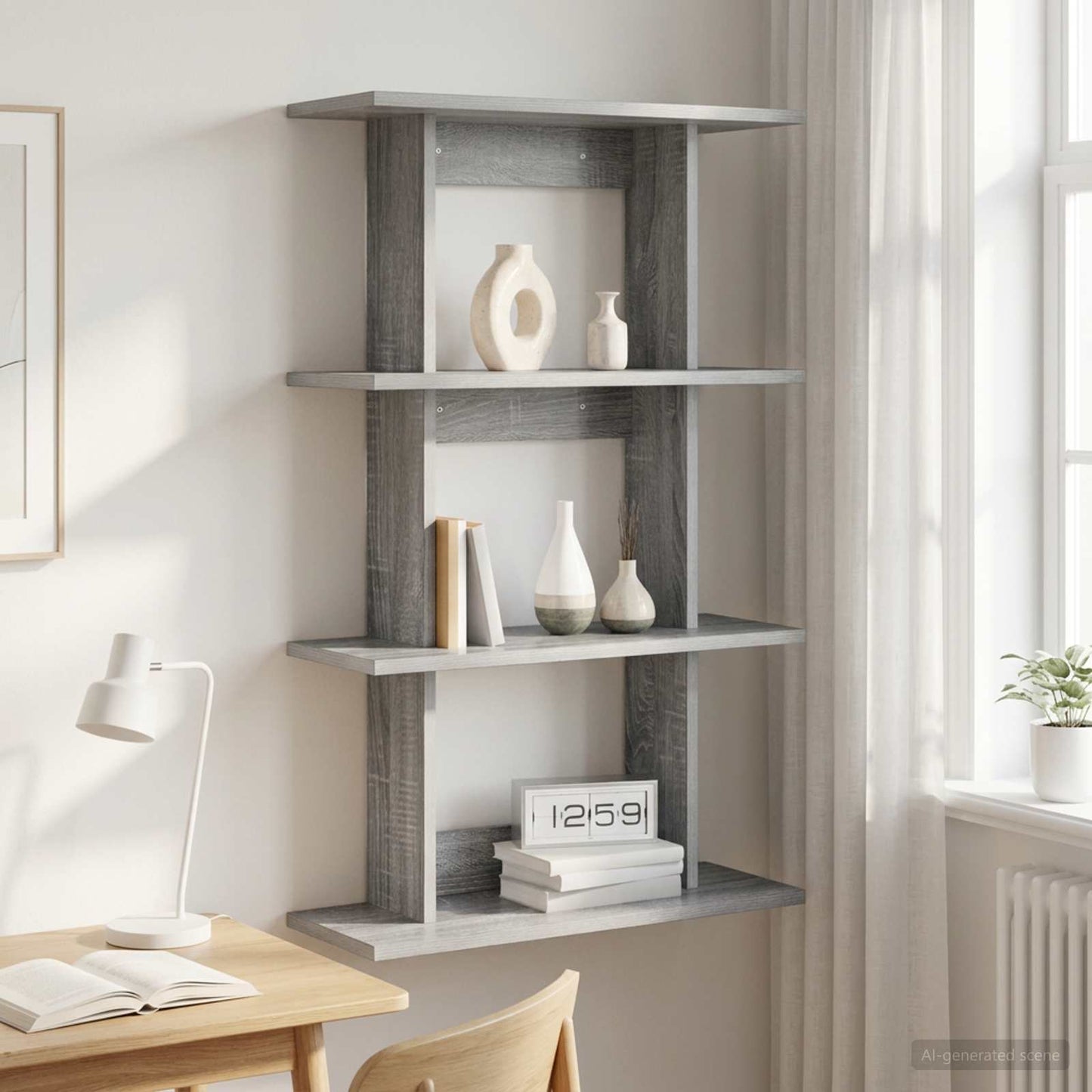 Scaffale da parete A parete Sonoma grigio 56 x 20 x 90 cm | homemem39
