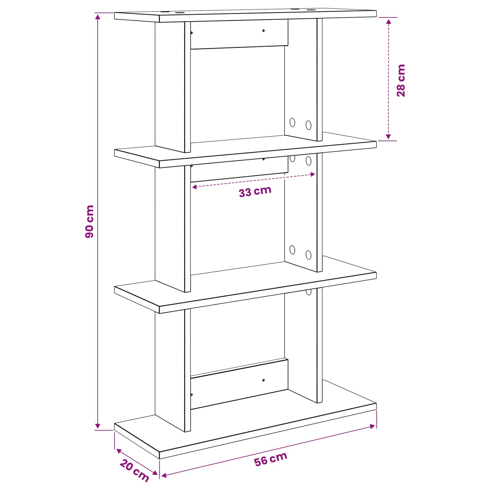 Scaffale da parete A parete Legno antico 56 x 20 x 90 cm | homemem39